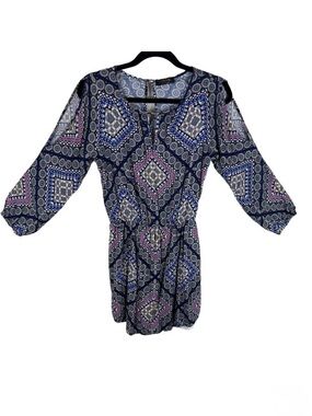 Renee C. Multicolor Lightweight Lined 3/4 Balloon Sleeve Mini Dress USA‎ Size L
